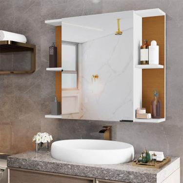 Imagem de Espelheira Para Banheiro Armário Suspenso Nilo Branco/nature