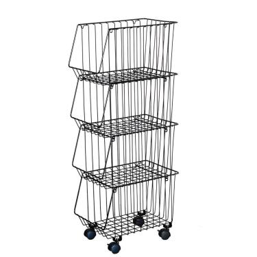 Imagem de Carrinho Auxiliar Multiuso Organizador 4 Prateleiras Escritorio Sala Em Aço Brinquedos Fruteira Preto