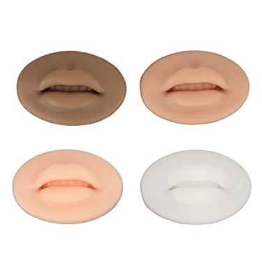 Imagem de Okjhfd 4 PCs 3D Lábios falsos, modelo de lábio de silicone, Modelo de Lips Soft Modelo claro Black Black Translúcia Cor macio flexível 3D Lips de silicone para prática