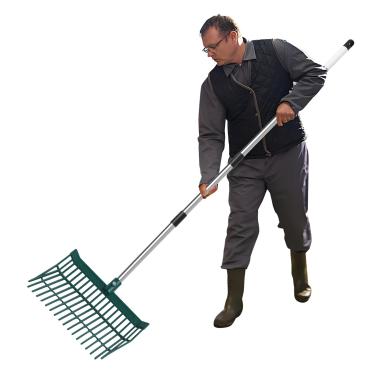 Imagem de NigWarm 1 conjunto de garfo de estrume de metal com cabo de metal longo, garfo de estrume, ancinho de estrume, preto, resistente, para jardinagem, cavalo, estábulo, limpeza de feno de grama, trabalho