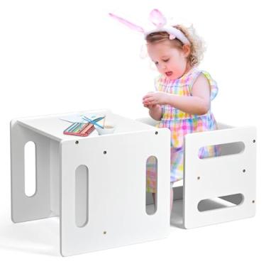 Imagem de Ollieroo Conjunto De Mesa E Cadeira Para Crianças, Mesa E Cadeira De Desmame Montessori, Cadeira De Mesa Pequena De Bambu Natural, Conjunto De Mesa E Cadeira De Atividades Para Crianças De 1 A 3 Ano