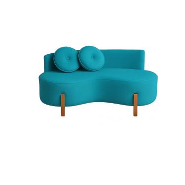 Imagem de Sofá Decorativo Curvo Orgânico Living Suede Azul Turquesa - Montanaris Decor