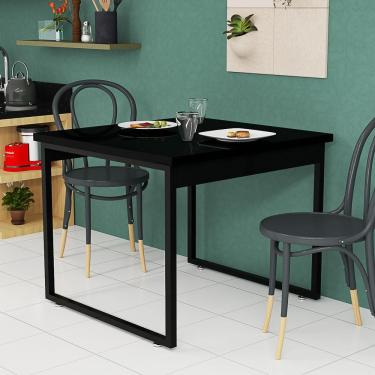 Imagem de Mesa Para Lanchonete Estilo Industrial 80x80 4 Lugares Mesa De Jantar Pequena