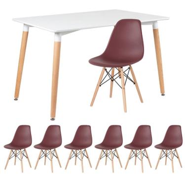 Imagem de KIT - Mesa retangular Eames 80 x 120 cm + 6 cadeiras DSW