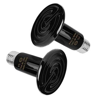 Imagem de 75W emissor de calor de cerâmica, lâmpada de calor de réptil sem emissão de luz aquecedor de coop para galinha lagarto barbudo dragão tartaruga cobra répteis e anfíbios - 2 pacotes (listado em ETL)