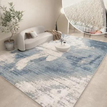 Imagem de Tapetes abstratos modernos e espessos para sala de estar, tapete de pelúcia lavável, minimalista, decoração de quarto (200x250 cm/G)