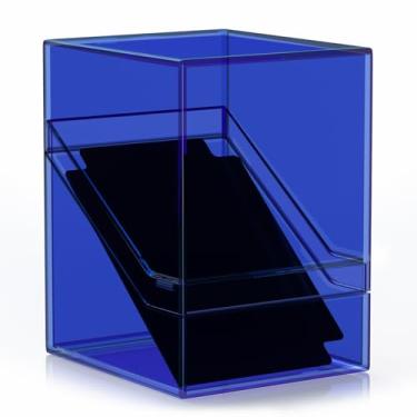Imagem de Mlikero Card Deck Cases, Acrylic Commander Deck Box Holding 100+ Sleeved Cards with Dividers, Clear Card Storage Box Fit for MTG, TCG, Sports Cards (Dark Blue)