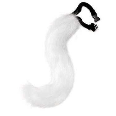 Imagem de Moyubath Gato lobo raposa pele sintética cauda peluda para cosplay Halloween fantasia festa fantasia acessórios (cauda branca, 50 cm)