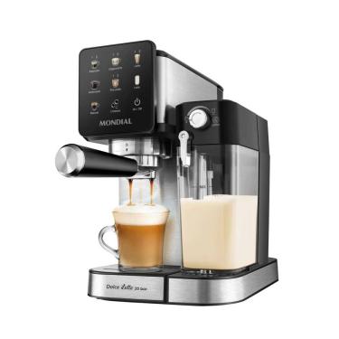 Imagem de Cafeteira Espresso Mondial C28ECL Inox, com Painel Touch, Espumador de Leite, Prepara 2 Xícaras e Reservatório Removível 