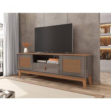 Imagem de Rack Jade 1,60m C- 2 Portas Gaveteiro E Nicho Central Cinza Perola-noce