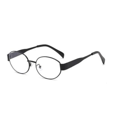 Imagem de Óculos de sol retrô oval feminino masculino redondo punk dourado armação de metal óculos de sol para dirigir lentes transparentes UV400, preto transparente, BH01