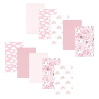 Imagem de Luvable Friends Hudson Baby Flanela Burp Cloths Conjunto com 10 unidades, Pink Elephant Parade, 12.5x15 inches