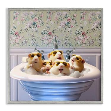 Imagem de Stupell Industries Design de arte giclée emoldurado cinza para porquinhos-da-índia por Jim Baldwin, 17 x 17