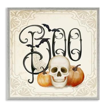 Imagem de Stupell Industries Something Wicked Boo Gray Framed Giclee Art Design por Nicole Tamarin, 61 x 61 cm