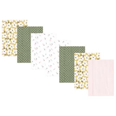 Imagem de Luvable Friends Hudson Baby Conjunto de 7 panos de flanela para arrotos, Jardim verde, 14x20 inches