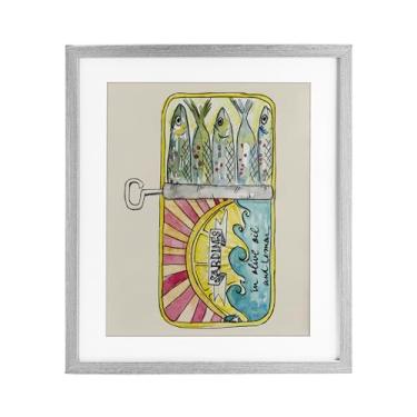 Imagem de Stupell Industries Impressão emoldurada cinza em lata de sardinha pastel sob vidro por NOLA JAMES, 40,6 x 33,5 cm