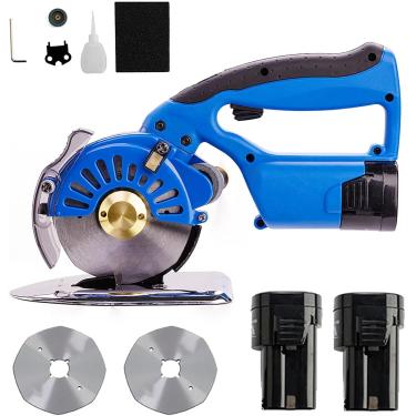 Imagem de Máquina De Corte De Tecido Sem Fio, Cortador Rotativo Elétrico Ajustável, Com Trava De Segurança, Bateria 2 *, Para Cortar Algodão De Fibra, Papel Ondulado, Seda, Couro, Material, 4cm