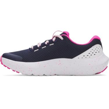 Imagem de Under Armour Tênis feminino Grade School Surge 4, (410) Azul-marinho meia-noite/rosa rebelde/branco, 19