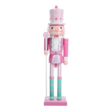 Imagem de PRETYZOOM Estatueta de quebra-nozes de Natal, estátua de soldados de bengala doce de madeira, quebra-nozes pastel grande de 30 cm para mesa, decoração de lareira, lembrancinha de festa de Natal