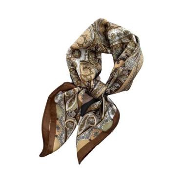 Imagem de Lenço Quadrado Feminino De Cetim Macio 70x70cm, Imitação De Seda, Moda