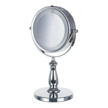 Imagem de Espelho Dupla Face Luz Led Aumento 5x Giratório 360º Maquiag - D' Pres