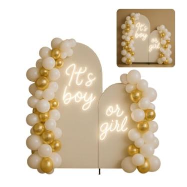 Imagem de Kit de Balões Branco e Dourado para Decoração de Festa Chá Revelação Menino ou Menina, Chá de Bebê e Aniversário Ano Novo