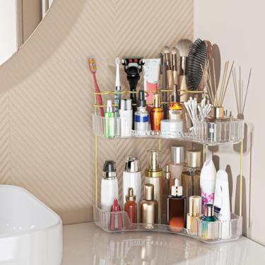 Imagem de Organizador de maquiagem Webetop Corner de 2 camadas para Vanity Clear