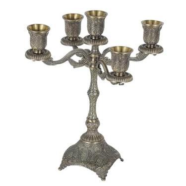 Imagem de predolo Castiçal cônico Candelabro Clube Fazenda Liga de zinco Ornamento Suporte de vela Castiçal para lareira de Halloween, 5 Braços