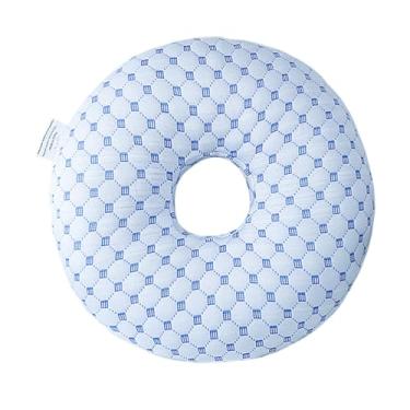 Imagem de Baoblaze Travesseiro de dormir lateral em formato de O com furo, protetor auricular, suporte de pescoço, protetor de pescoço para relaxamento, Azul