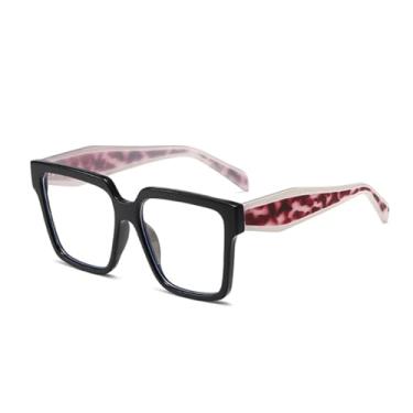 Imagem de VFDHN Armação de óculos grande com lentes para homens e mulheres (preto Hawksbill)