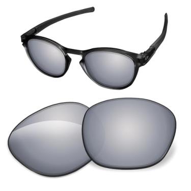 Imagem de Lentes de substituição de 1,6 mm compatíveis com óculos de sol Oakley Latch OO9265, antiarranhões e resistentes a impactos (espelhado prateado escuro)