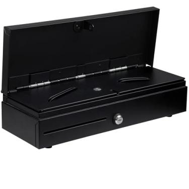 Imagem de HONEY BEAR Gaveta de dinheiro com 8 moedas e 6 notas para sistema POS de recibo/impressora térmica, com interface RJ11 12V/24V, trava de 3 posições (gaveta flip top RJ12)