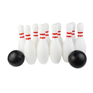 Imagem de Milageto Conjunto de boliche para crianças com 10 pinos e 2 bolas, jogo familiar, 25cm