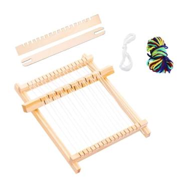 Imagem de shamjina Kit de teares de madeira, tear de tapeçaria com pente de 20,8 cm x 19,3 cm, mini máquina de tecelagem criativa para artesanato, para amantes de