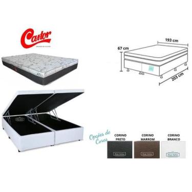 Imagem de Conjunto Cama Box Baú King Size Jadmax + Colchão Castor Class 193x203x