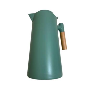 Imagem de Garrafa Térmicade Café Premium 1L com Termômetro Digital Inox com Cabo de Madeira Para Café Água Chá(Verde Escura)