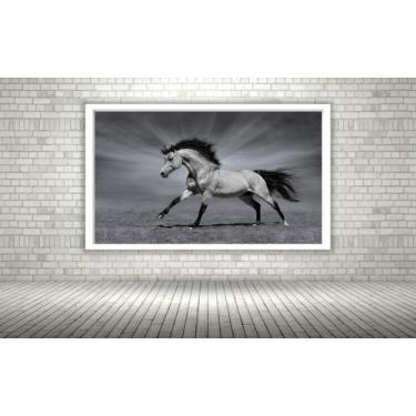 Imagem de Quadro Decorativo Cavalo Luz Preto E Branco - 70X50Cm - Quadros On-Lin