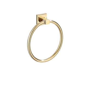Imagem de Acessórios de banheiro quadrados de latão dourado, prateleira para toalhas, suporte para papel higiênico, conjuntos de acessórios de banho de parede, anel de toalha