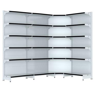 Imagem de Gondola Parede 202 Fit Farmacia Ate 3 M Bco 1 Canto Pe Preto