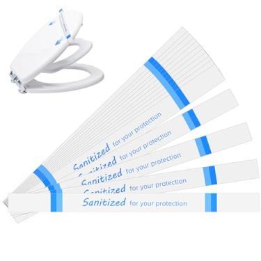 Imagem de Germiwipe 500 peças de faixa de assento de vaso sanitizado, tiras impressas para vaso sanitário, faixa de assento de vaso sanitário de papel higienizado azul e branco para hotéis motéis hospitais TSB