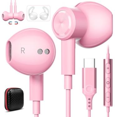 Imagem de Fones de ouvido USB C com microfone para iPhone 17 Pro Max 16e 16 15, fones de ouvido com fio, fone de ouvido esportivo HiFi magnético tipo C para iPad Pro Air Samsung Flip Fold Galaxy S25 S24 S23