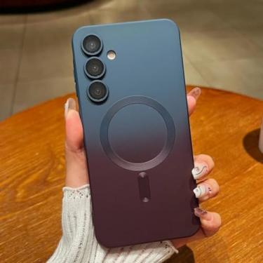 Imagem de Capa macia gradiente para Samsung Galaxy S25 Ultra A55 A56 A36 A35 S24 S23 S22 S21 S20 Plus Fe Note20 capa magnética (para Galaxy A25/azul vermelho)