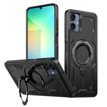 Imagem de SORAKA Capa para Samsung Galaxy A06 com suporte,compatível com MagSafe,Capa Samsung Galaxy A06 com chapa de ferro Capa resistente que absorve choques Proteção contra quedas de nível militar