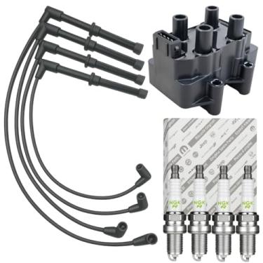 Imagem de Cabos de Velas LC + Velas NGK + 1 Bobina - Chery Face 1.3 16V 2009/... – Resistivos 7mm Silicone Alta Durabilidade (Terminal Longo no Encaixe das Velas)