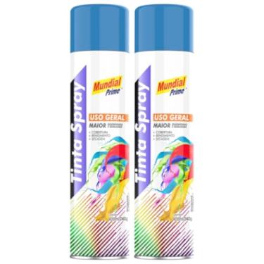 Imagem de Kit 2 Tinta Aerossol Spray Azul Médio Uso Geral 400ml/240g Mundial Prime