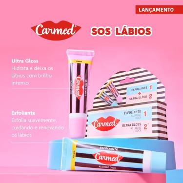 Imagem de Kit Carmed SOS Hidratante Labial Algodão Doce Esfoliante 10g + Ultra Gloss 10g