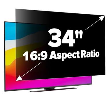 Imagem de GUDTEKE Tela de privacidade de computador HD atualizada de 34 polegadas, tela de privacidade de monitor para tela panorâmica 21:9, capa protetora de computador antirreflexo removível e filtro de luz