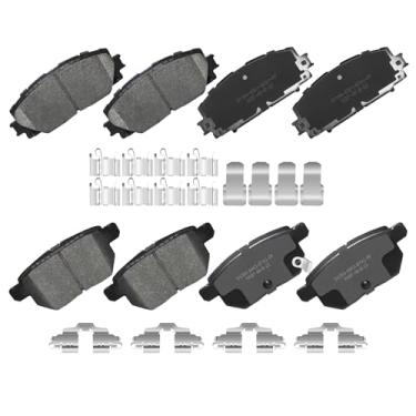 Imagem de YxpBrake Pastilhas de freio dianteiras traseiras de cerâmica com ferragens adequadas para Toyota Corolla 2020 2021 2022, Prius 2010 2011 2012 2013 2014 2015 2016 2017 2018 2019 2020 2021 20221 , Lexus
