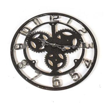 Imagem de Relógio De Parede 3D Industrial Preto Prata Europeu 48Cm