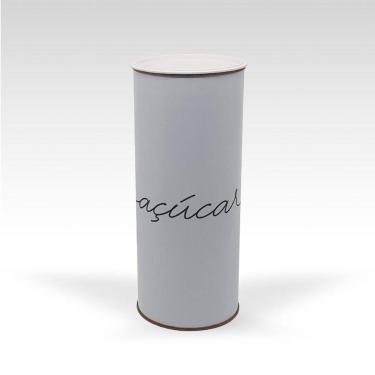 Imagem de Lata Para Armazenar Açucar Branca Cursiva Mantimento 1 Kilo